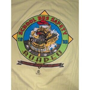 ​VNTG 1999 School Bus Safety Rodeo 2XL T-Shirt Lime Green Graphic Tee 90s Y2K